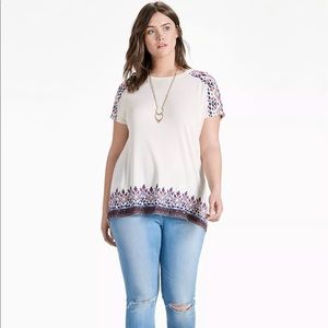 Lucky Brand Plus Embroidered Tee